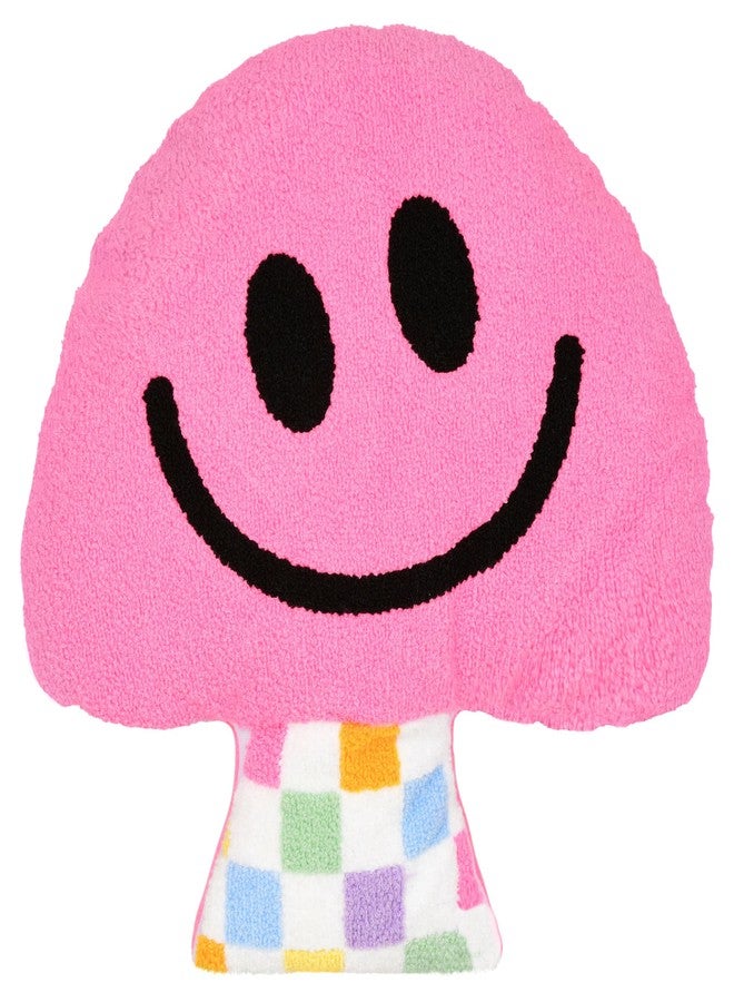 iscream Chenille Smiley Fun Guy 14" x 14" Colorful Accent Pillow - Image 1