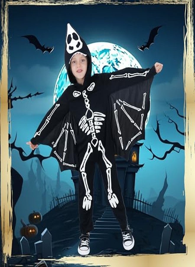 Wizland Kids Bat Skeleton Costume, Glow in the Dark Vampire Bat onesie, Scary Halloween Costume for Boys and Girls 7-9 - Image 4