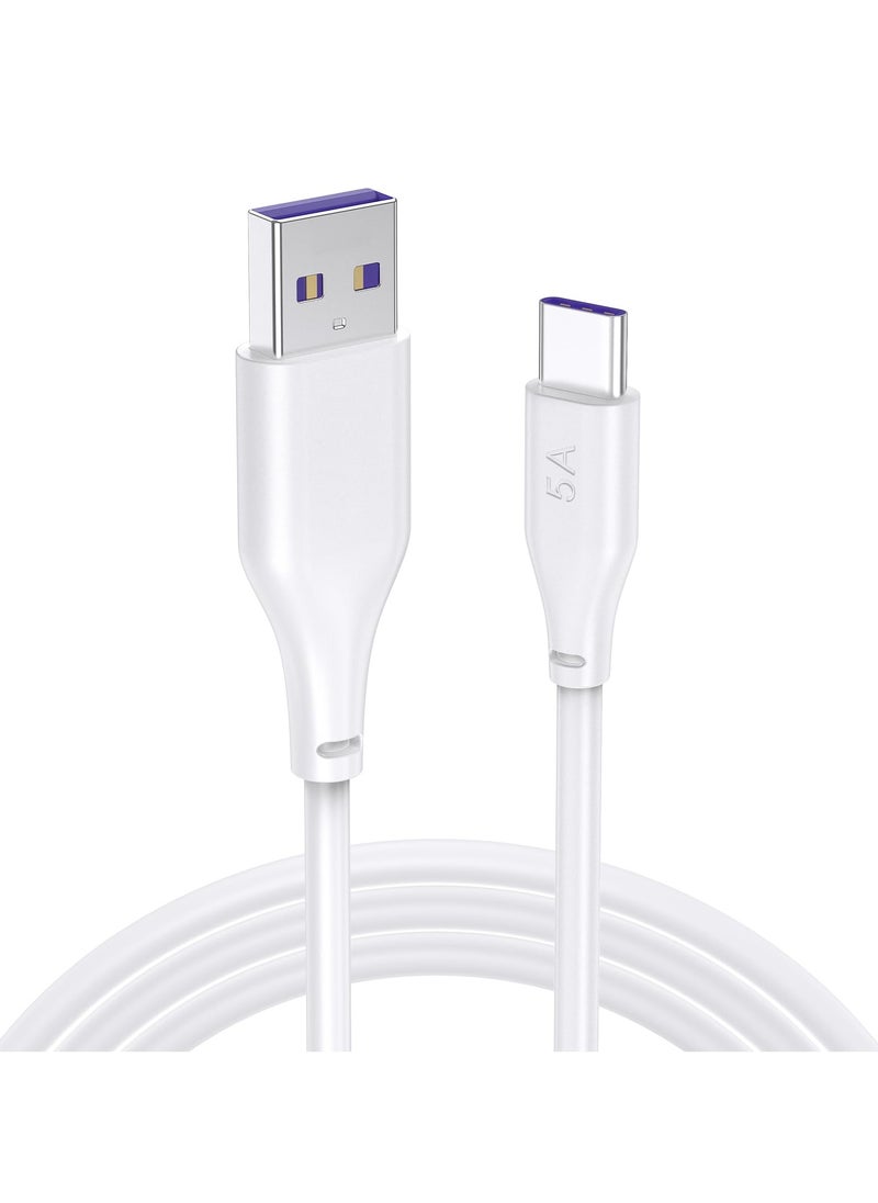 erorex - 5A/65W Super Charger TYPE C cable, Fast charging Super Vooc cable Compatible with Huawei P30/P20, Realme XT, Realme XT 730G, Realme X2, Realme C12, Realme 6 Pro, Realme 7/7 Pro - WHITE, 1M - Image 1