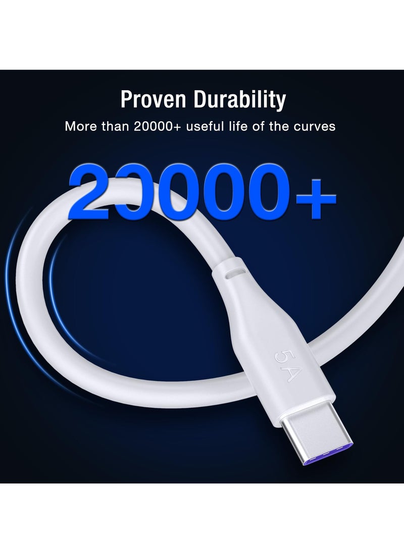 erorex - 5A/65W Super Charger TYPE C cable, Fast charging Super Vooc cable Compatible with Huawei P30/P20, Realme XT, Realme XT 730G, Realme X2, Realme C12, Realme 6 Pro, Realme 7/7 Pro - WHITE, 1M - Image 1