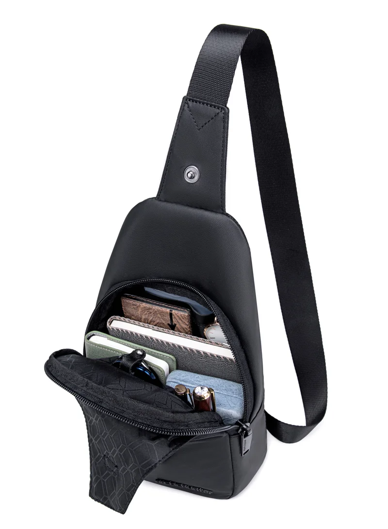 ARCTIC HUNTER Durable Water Resistant Side Bag for Men and Women Small Shoulder bag with Built in Earphone Jack for Outdoor Travel Business and Daily Use XB13006 Black