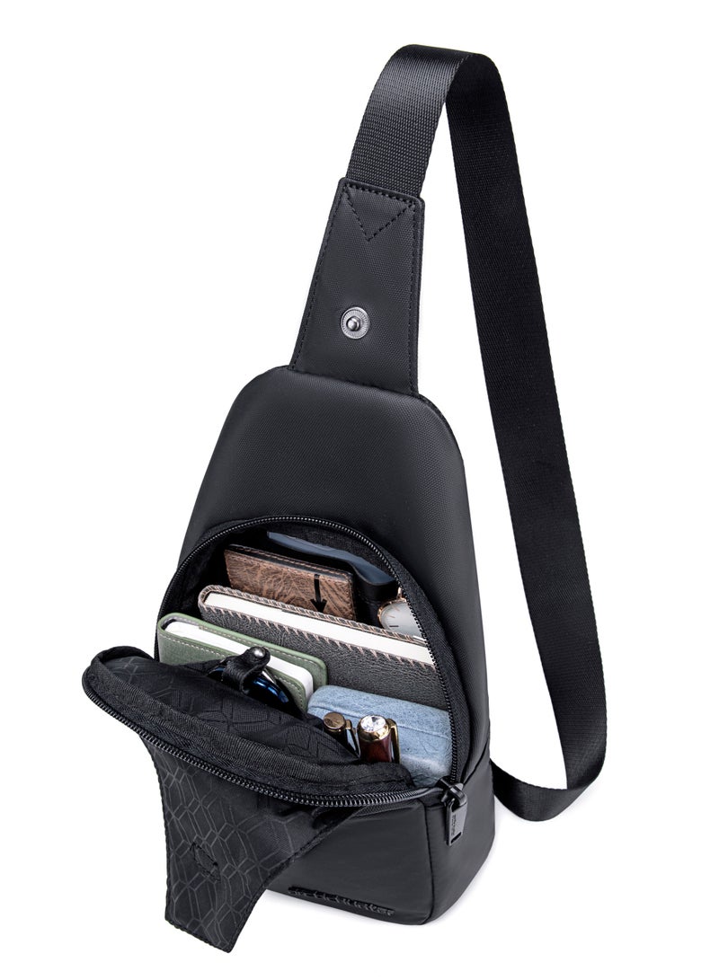 ARCTIC HUNTER Durable Water Resistant Side Bag for Men and Women Small Shoulder bag with Built in Earphone Jack for Outdoor Travel Business and Daily Use XB13006 Black - Image 5