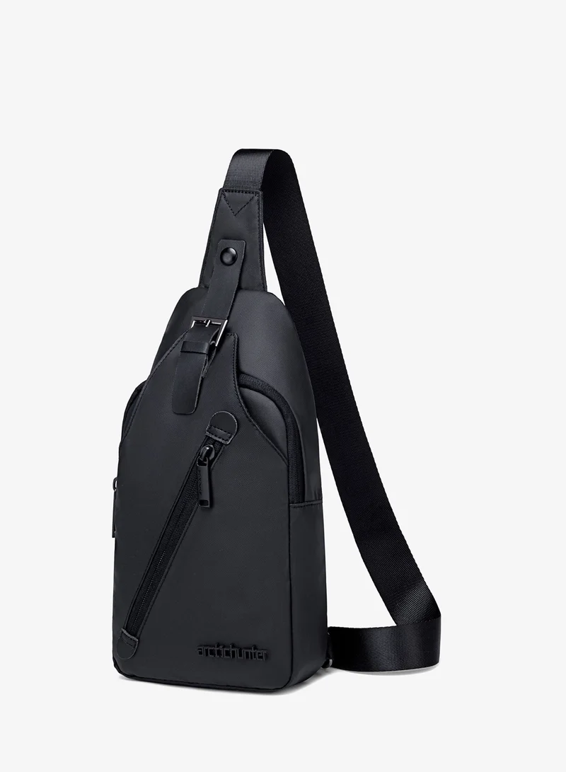 Durable Water Resistant Side Bag for Men and Women Small Shoulder bag with Built in Earphone Jack for Outdoor Travel Business and Daily Use XB13006 Black