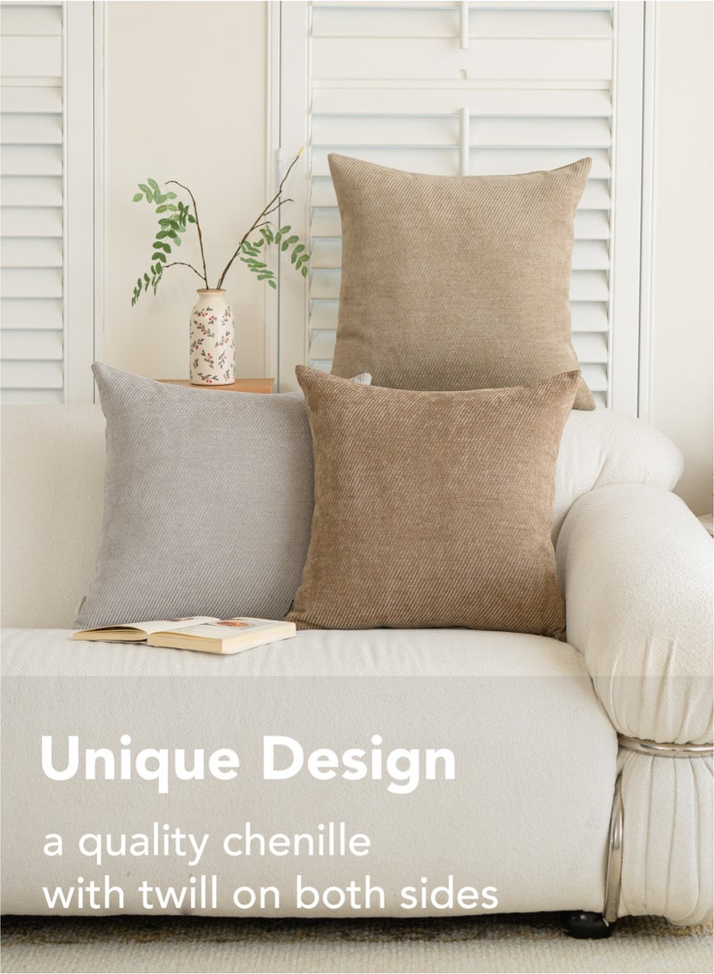 a moment a moment Pack of 2 Decorative Chenille Throw Pillow Covers with Twill Cushion Covers for Sofa Living Room Couch Bed 30x50 CM Inch Dark Brown  - Image 4