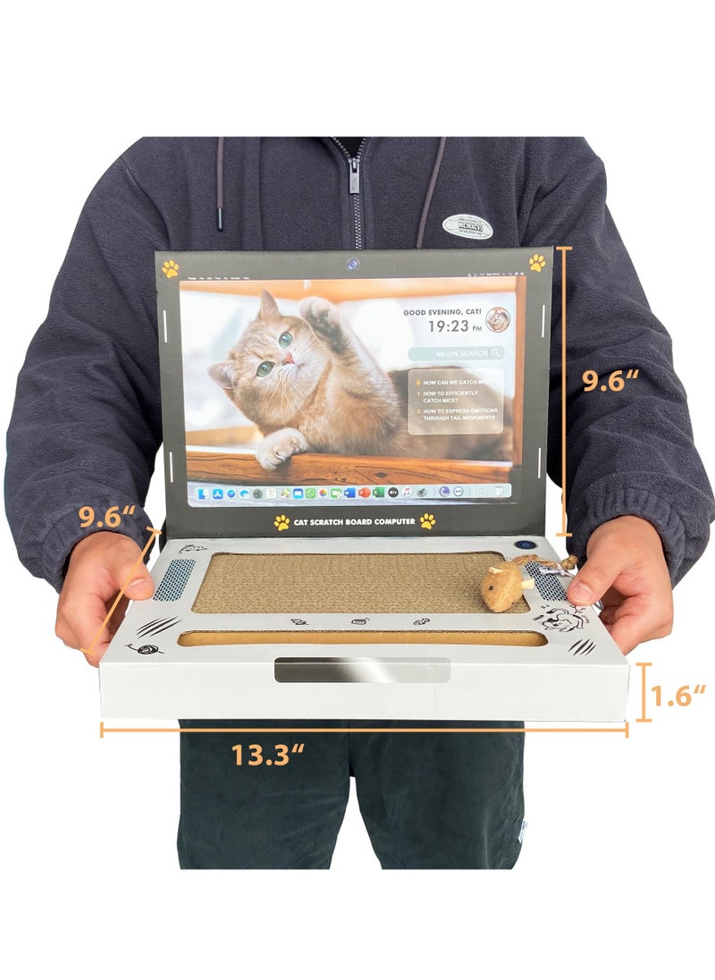 SYOSI - Cat Scratcher Cardboard 3 in 1 Cardboard Cat Scratcher Laptop Toy with Fluffy 'Mouse' and Bell Ball Corrugate Cat Scratch Pad for Cats Wear Resistant and Chip free Easy Assembly and Portability - Image 1