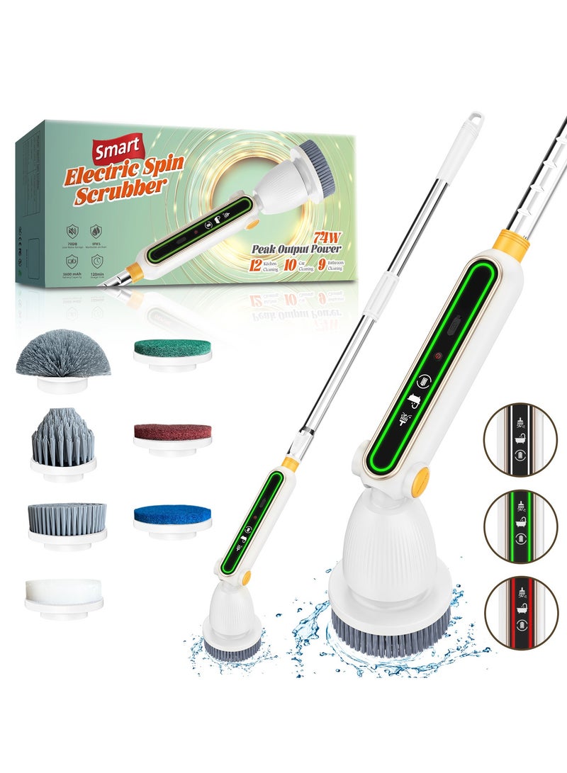 عام فرشاة استحمام كهربائية صامتة بدون سلك، مع 8 رؤوس قابلة للتبديل، مقبض قابل للتعديل، فرشاة تنظيف كهربائية بسرعتين، مناسبة لبلاط الحمام. - Image 1