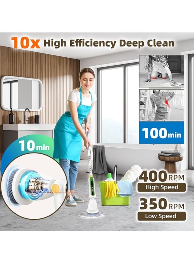 عام فرشاة استحمام كهربائية صامتة بدون سلك، مع 8 رؤوس قابلة للتبديل، مقبض قابل للتعديل، فرشاة تنظيف كهربائية بسرعتين، مناسبة لبلاط الحمام. - Image 2