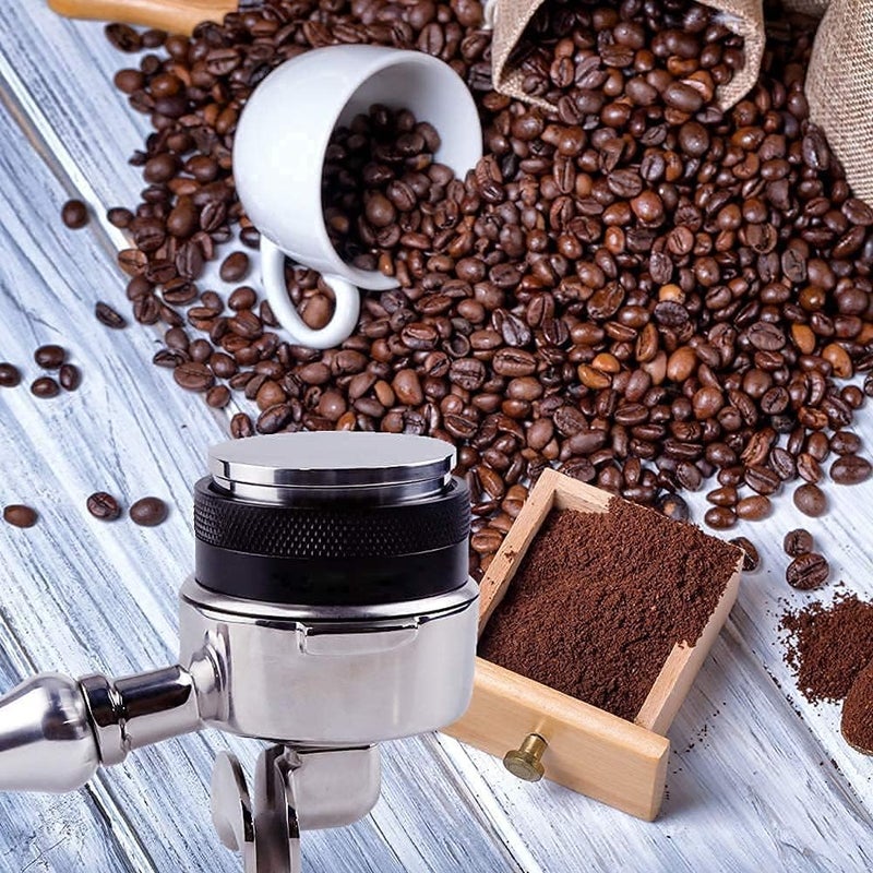 مزخمس ومضاغط إسبريسو 53 ملم، أداة موحدة منفذة ومضاغط إسبريسو ثنائي من الفولاذ المقاوم للصدأ قابلة للتعديل لمنصة تصريف القهوة من ماركات ديلونجي وبريفيل - Image 5