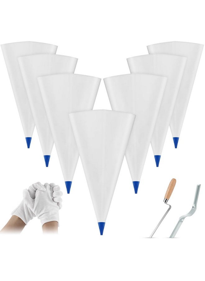 Flutesan Flutesan 9 Pcs Tile Grout Masonry Mortar Bag Set Include 6 Pcs 12" x 24" Cement Sealer Bag Concrete Grouting Bag 1 Pcs Brick Jointer 1 Pcs Tuck Pointers 1 Pair Gloves for Tile Filler Installation Tool  - Image 1