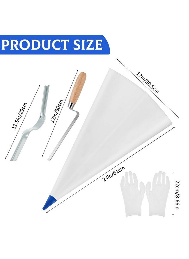 Flutesan Flutesan 9 Pcs Tile Grout Masonry Mortar Bag Set Include 6 Pcs 12" x 24" Cement Sealer Bag Concrete Grouting Bag 1 Pcs Brick Jointer 1 Pcs Tuck Pointers 1 Pair Gloves for Tile Filler Installation Tool  - Image 2