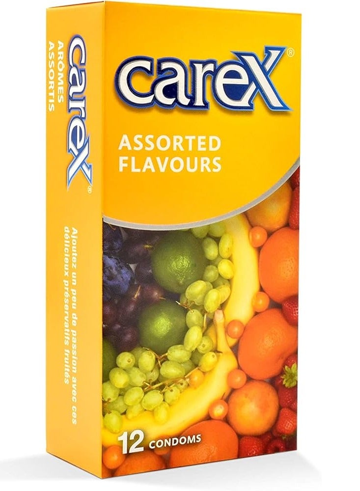 careX Assorted Flavours Condoms | Delicious Fruity Sensation | 12 Count