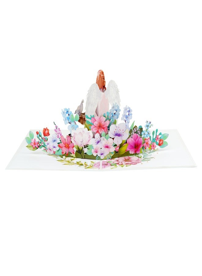 ETA 3D Angel Pop-Up Card – Praying Angel with Dove & Flowers | Handmade Religious Greeting Card for Sympathy, Baptism, First Communion, Get Well, Easter, Enc, X44 - Image 3