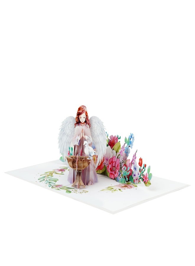 ETA 3D Angel Pop-Up Card – Praying Angel with Dove & Flowers | Handmade Religious Greeting Card for Sympathy, Baptism, First Communion, Get Well, Easter, Enc, X44 - Image 2