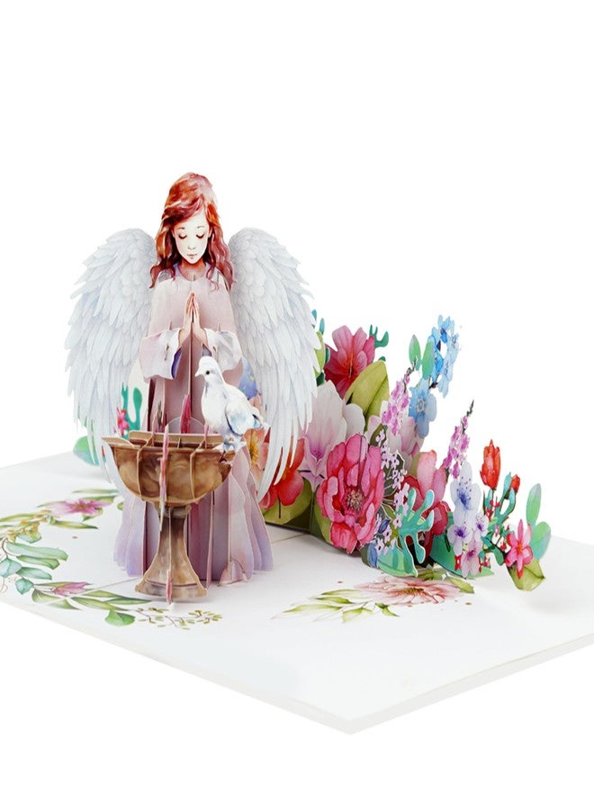ETA 3D Angel Pop-Up Card – Praying Angel with Dove & Flowers | Handmade Religious Greeting Card for Sympathy, Baptism, First Communion, Get Well, Easter, Enc, X44 - Image 5