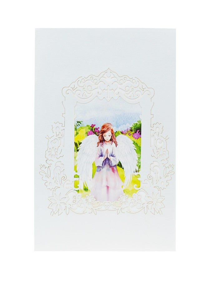 ETA 3D Angel Pop-Up Card – Praying Angel with Dove & Flowers | Handmade Religious Greeting Card for Sympathy, Baptism, First Communion, Get Well, Easter, Enc, X44 - Image 4