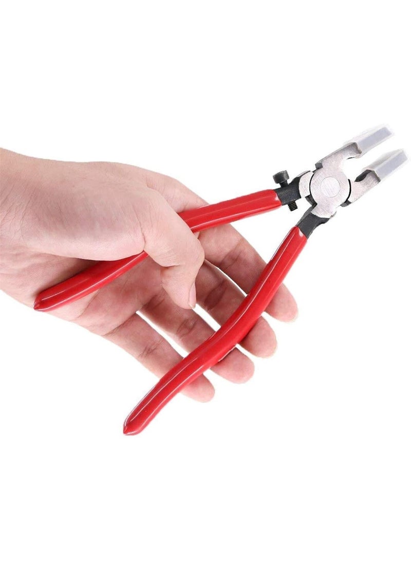 GGOOT Heavy Duty Key Fob Pliers Tool, Metal Glass Running Pliers with Flat Jaws, Studio Running Pliers Attach Rubber Tips Perfect for Key Fob Hardware Install and Stained Glass Work  - Image 1