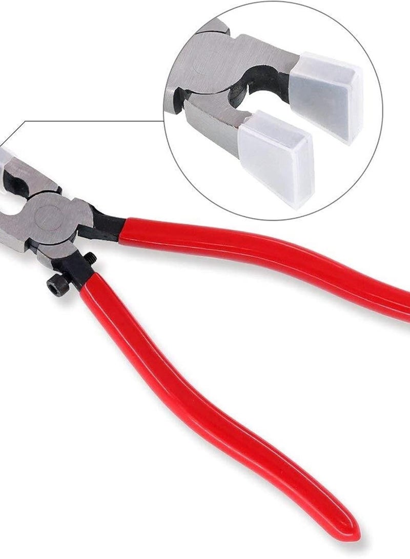 GGOOT Heavy Duty Key Fob Pliers Tool, Metal Glass Running Pliers with Flat Jaws, Studio Running Pliers Attach Rubber Tips Perfect for Key Fob Hardware Install and Stained Glass Work  - Image 2