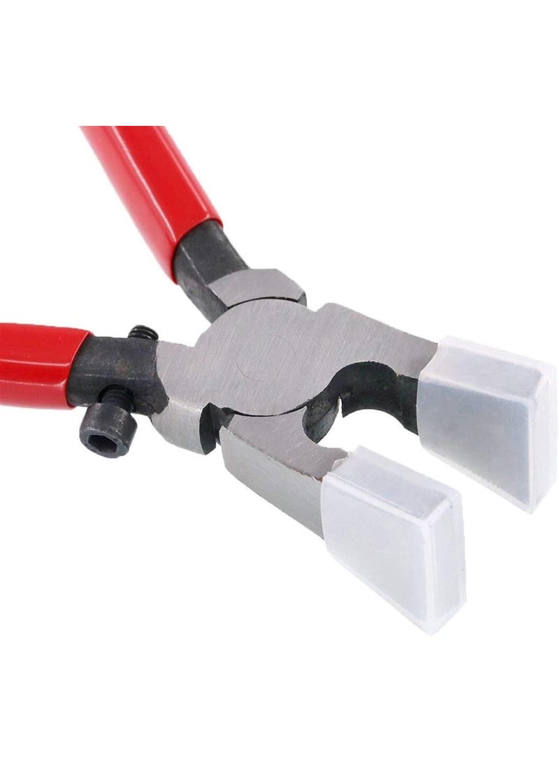 GGOOT Heavy Duty Key Fob Pliers Tool, Metal Glass Running Pliers with Flat Jaws, Studio Running Pliers Attach Rubber Tips Perfect for Key Fob Hardware Install and Stained Glass Work  - Image 3