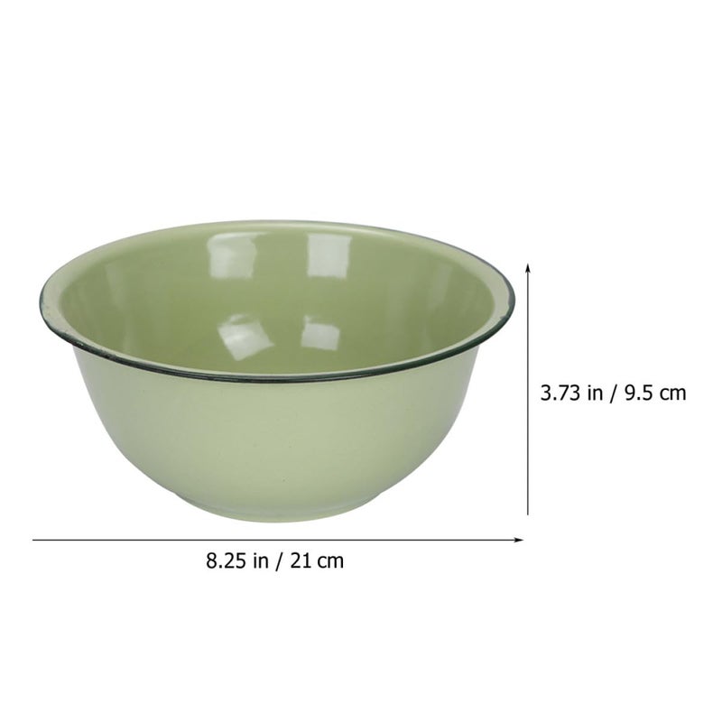 4Pcs 20cm Retro Green Enamel Bowls Set Thickened Soup Noodle Serving Salad Mixing Bowls - Image 3