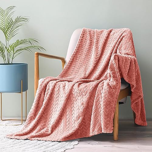 Vas Collections® Premium Plush Double Blanket with Leaf Jacquard | 300 GSM Lightweight Cozy Soft for Bed, Sofa, Couch, Travel & Camping| 220x230 cm or 86x90 inches - Image 2