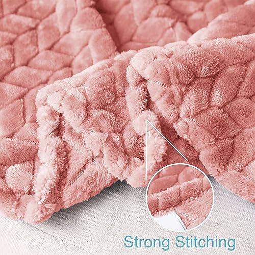 Vas Collections® Premium Plush Double Blanket with Leaf Jacquard | 300 GSM Lightweight Cozy Soft for Bed, Sofa, Couch, Travel & Camping| 220x230 cm or 86x90 inches - Image 5