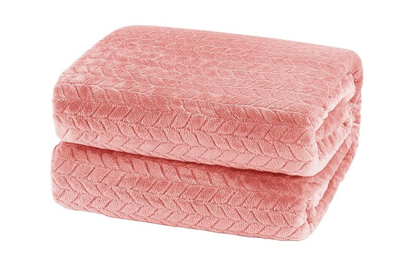 Vas Collections® Premium Plush Double Blanket with Leaf Jacquard | 300 GSM Lightweight Cozy Soft for Bed, Sofa, Couch, Travel & Camping| 220x230 cm or 86x90 inches - Image 1