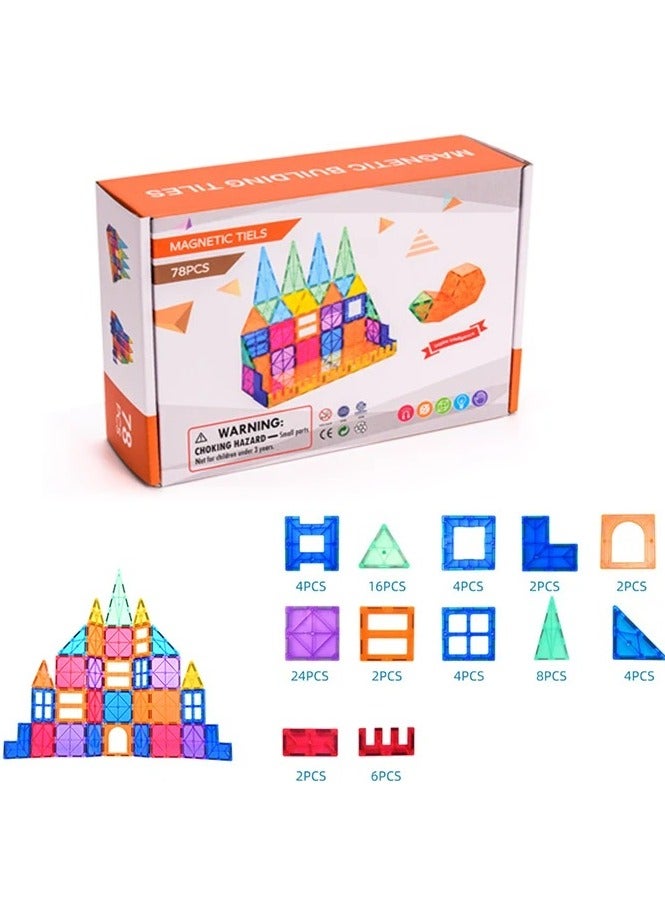 78 -Piece 3D Magnetic Tile Building Set  - Image 2