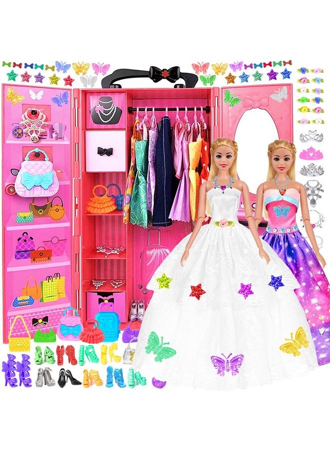 ebuddy Doll Accessories Lot 145 Items 11.5 Inch Girl Doll Fashion Diy Dream Closet Wardrobe With Clothes And Accessories Including Wardrobe(No Doll) - Image 2