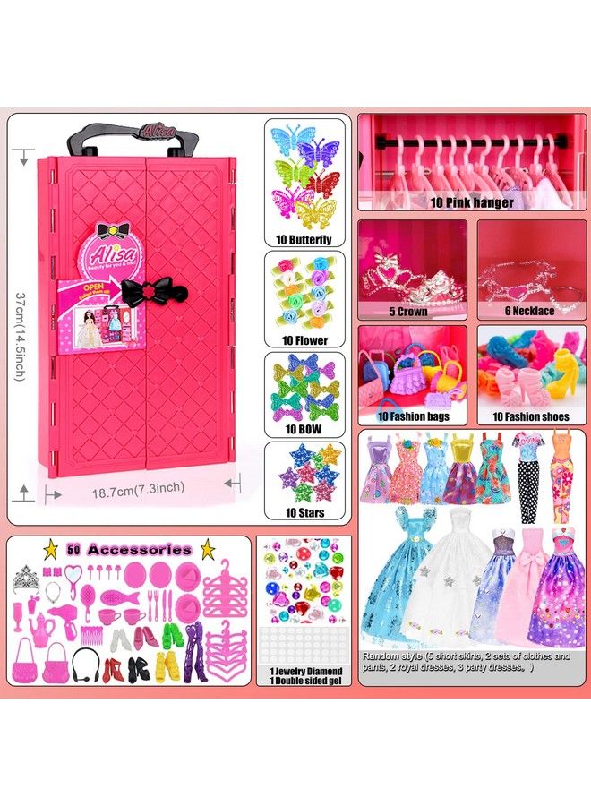 ebuddy Doll Accessories Lot 145 Items 11.5 Inch Girl Doll Fashion Diy Dream Closet Wardrobe With Clothes And Accessories Including Wardrobe(No Doll) - Image 4