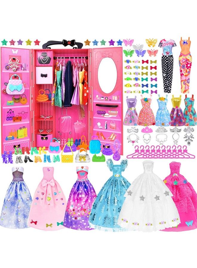 ebuddy Doll Accessories Lot 145 Items 11.5 Inch Girl Doll Fashion Diy Dream Closet Wardrobe With Clothes And Accessories Including Wardrobe(No Doll) - Image 3