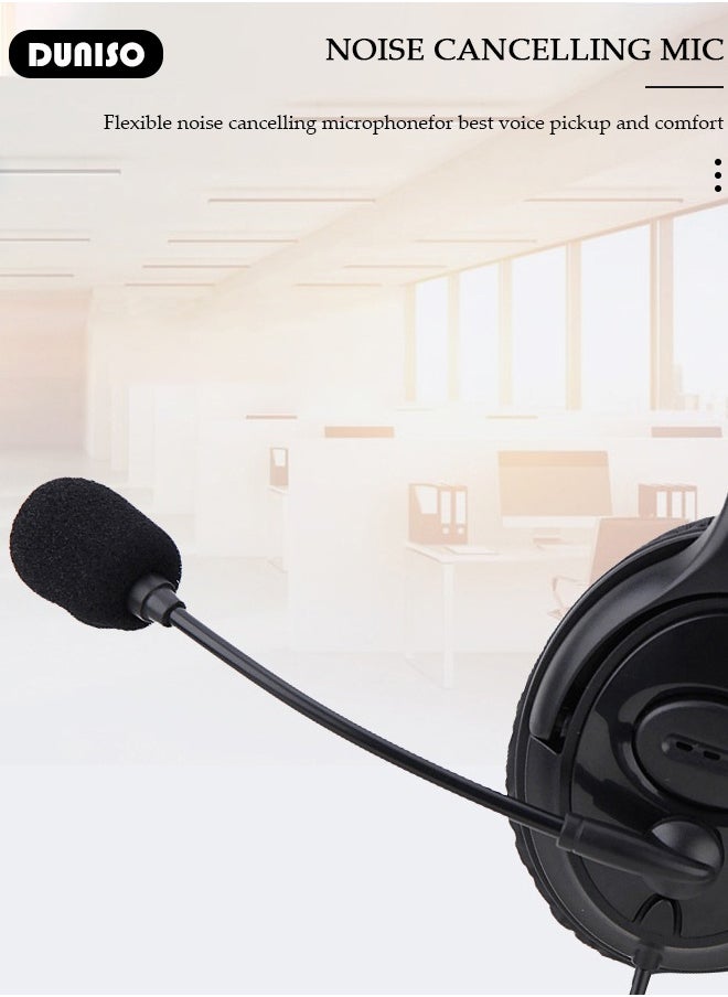 USB Headset with Mic, Computer Laptop Headphones with Noise Cancelling Microphone in-line Control for Home Office Online Class, Equipped with a type-c adapter, Adjustable In-line Control Microphone, Comfortable Wearing Design