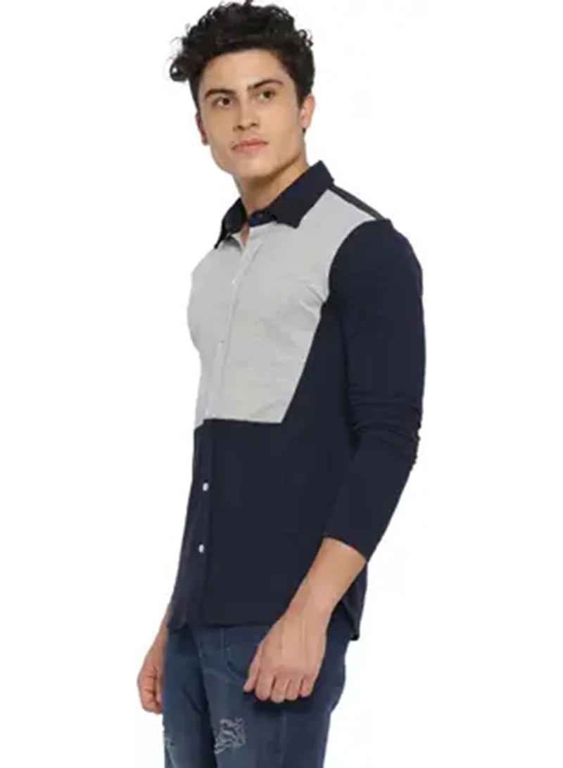 كامبوس سوترا قميص رجالي محبوك بألوان رمادي فاتح وكحلي