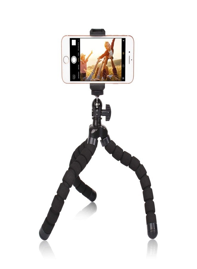 Ruittos Phone Mini Tripod, Ruittos Premium Flexible Mobile Phone Tripod Stand Compatible with iPhone Samsung Go Pro, Small Digital Camera, Black - Image 1