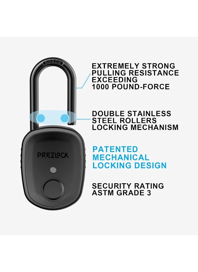 Prezlock Fingerprint Padlock with Key Backup, 2keys, Smart Padlock with Keyless Biometric, Suitable for Outdoor and Heavy Duty, IP65 Waterproof  - Image 4