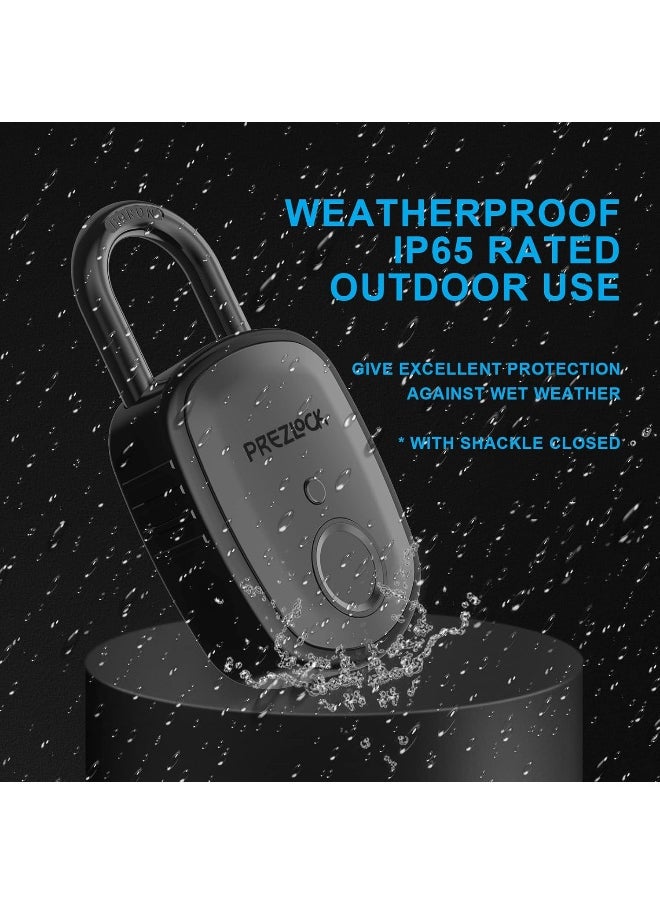 Prezlock Fingerprint Padlock with Key Backup, 2keys, Smart Padlock with Keyless Biometric, Suitable for Outdoor and Heavy Duty, IP65 Waterproof