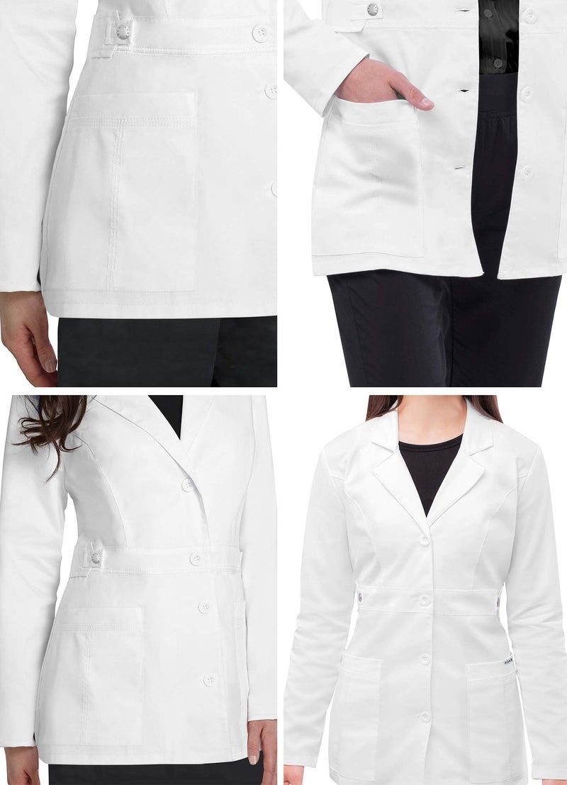 Adar Uniforms Universal Stretch Lab Coat for Women - 28" Tab-Waist 3300 White XS - Image 4