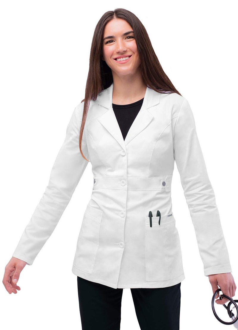 Adar Uniforms Universal Stretch Lab Coat for Women - 28" Tab-Waist 3300 White XS - Image 5