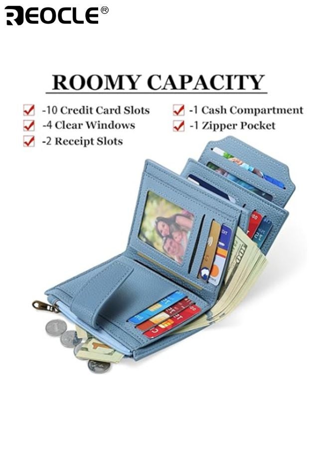 REOCLE Women‘s RFID Blocking Wallet with Bifold Design and Zipper Coin Pocket Compact Card Holder for Secure Carry - Image 4