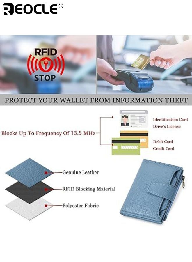 REOCLE Women‘s RFID Blocking Wallet with Bifold Design and Zipper Coin Pocket Compact Card Holder for Secure Carry - Image 5