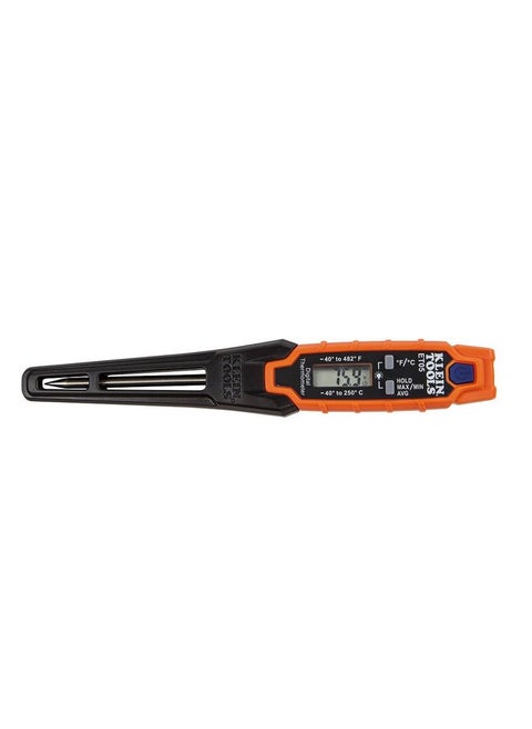 ميزان حرارة جيب رقمي من Klein Tools ET05، ميزان حرارة للقراءة الفورية لأنظمة التدفئة والتهوية وتكييف الهواء مع شاشة بإضاءة خلفية، ونطاق قياس واسع، وفهرنهايت وسيلسيوس