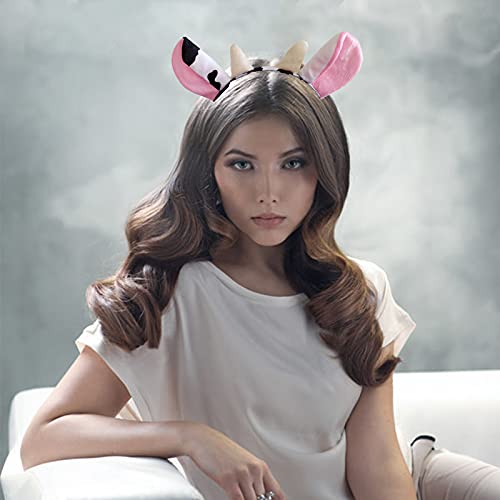 YAXAMING 6 Pcs Halloween Milk Cow Headband Bow Tie Tail Cow Ears Horns Hair Hoops Bowtie Animal Headpiece Hairband Women Christmas Party Decoration Cosplay Costume Cute Dress Up Hair Accessories - Image 2