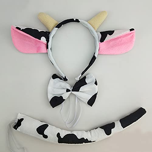 YAXAMING 6 Pcs Halloween Milk Cow Headband Bow Tie Tail Cow Ears Horns Hair Hoops Bowtie Animal Headpiece Hairband Women Christmas Party Decoration Cosplay Costume Cute Dress Up Hair Accessories - Image 4
