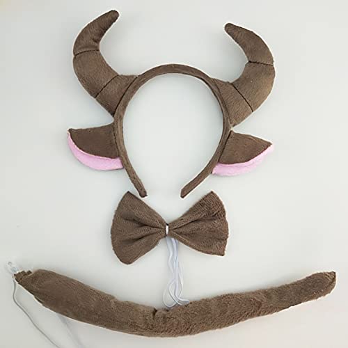 YAXAMING 6 Pcs Halloween Milk Cow Headband Bow Tie Tail Cow Ears Horns Hair Hoops Bowtie Animal Headpiece Hairband Women Christmas Party Decoration Cosplay Costume Cute Dress Up Hair Accessories - Image 5