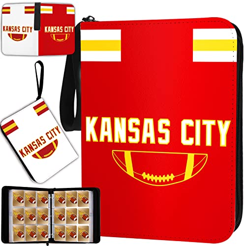 KivolFun Football Card Binder with Sleeves 900 Pocket, Kansas City Football Card Holder for Trading Cards Sports Card 3 Ring Binder Folder Collector Album Storage Book Case Kids Boys Girls Gift - Image 1