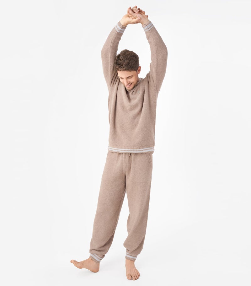 DAVID ARCHY Mens Pajamas Set Ultra-Soft Fleece Pajamas Warm Sleepwear Long Sleeve Lounge Set with Pockets (M, Camel) - Image 2
