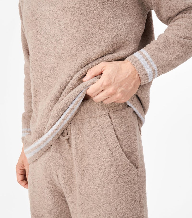DAVID ARCHY Mens Pajamas Set Ultra-Soft Fleece Pajamas Warm Sleepwear Long Sleeve Lounge Set with Pockets (M, Camel) - Image 3