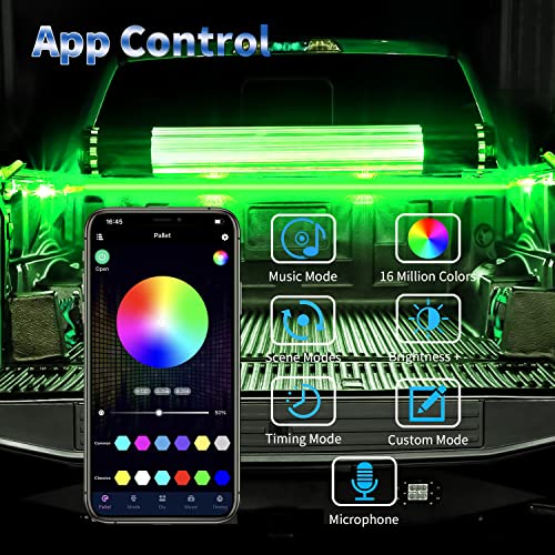 SHEDALED 2PCS 60 Inch RGB Truck Bed Light Strip Kit with App and Remote Control, 180 LEDs Neon Accent Lights, Ultra Long Cable, IP68 Waterproof for Truck, Boats - Image 3
