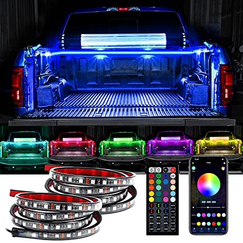 SHEDALED 2PCS 60 Inch RGB Truck Bed Light Strip Kit with App and Remote Control, 180 LEDs Neon Accent Lights, Ultra Long Cable, IP68 Waterproof for Truck, Boats - Image 1