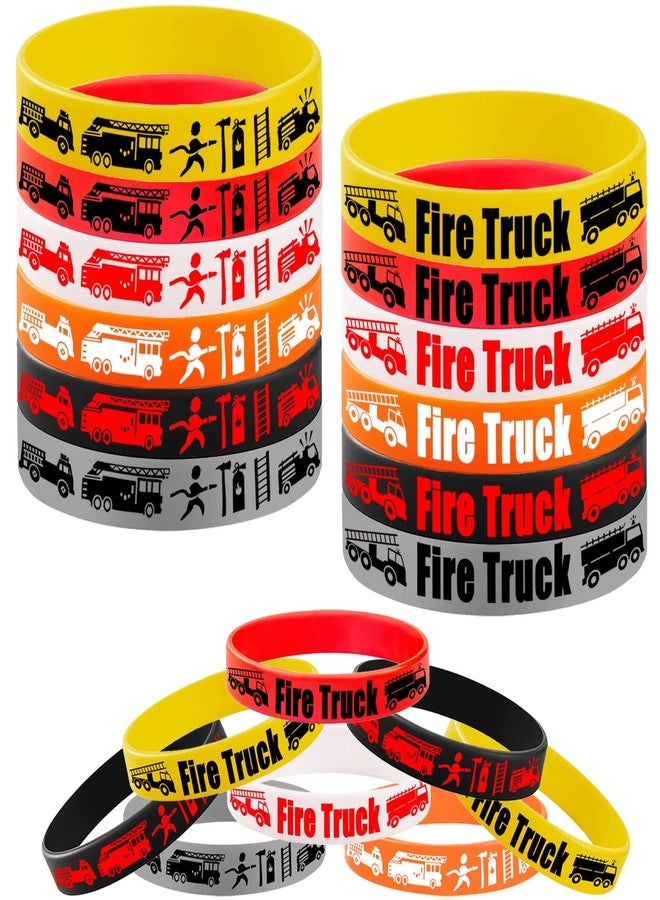 CupaPlay 48PCS Fire Truck Rubber Bracelets Silicone Wristbands -Fire Truck Theme Party Supplies Decorations Fire Car/Fireman/Racing/Safety Workers Memorial Day Birthday Baby Shower Party Favors - Image 1