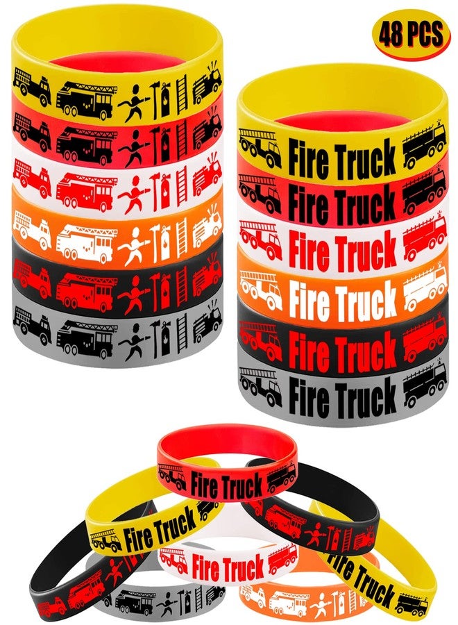 CupaPlay 48PCS Fire Truck Rubber Bracelets Silicone Wristbands -Fire Truck Theme Party Supplies Decorations Fire Car/Fireman/Racing/Safety Workers Memorial Day Birthday Baby Shower Party Favors - Image 2